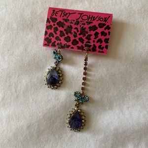 NWT Betsey Johnson Blue Rose Earrings
